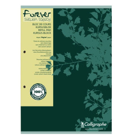 FOREVER, Bloc de cours A4 200p perfo 2 trous L8mm+M 70g recyclé