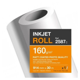 Bobine papier blanc laize pour traceur 160g 0.914 x 30m CLAIRALFA 2587