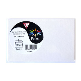 Sachet de 5 enveloppes Pollen 90x140, blanc irisé
