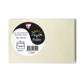 Sachet de 5 enveloppes Pollen 90x140, ivoire irisé