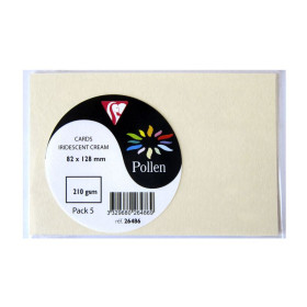 Sachet de 5 cartes Pollen 82x128, ivoire irisé