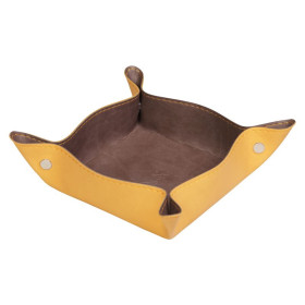 Rhodiarama vide-poche réversible simili cuir italien CHOCOLAT 12x12x4,5 cm