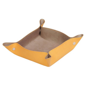 Rhodiarama vide-poche réversible simili cuir italien TAUPE 12x12x4,5 cm