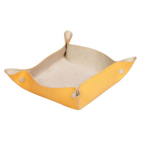 Rhodiarama vide-poche réversible simili cuir italien BEIGE 12x12x4,5 cm