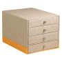Rhodiarama trieur 4 tiroirs simili cuir italien BEIGE 24,8x32,7x22,8 cm