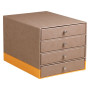 Rhodiarama trieur 4 tiroirs simili cuir italien TAUPE 24,8x32,7x22,8 cm