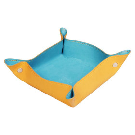 Rhodiarama vide-poche réversible simili cuir italien TURQUOISE 12x12x4,5 cm