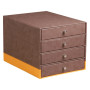 Rhodiarama trieur 4 tiroirs simili cuir italien CHOCOLAT 24,8x32,7x22,8 cm