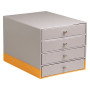 Rhodiarama trieur 4 tiroirs simili cuir italien SILVER 24,8x32,7x22,8 cm