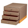 Rhodiarama trieur 4 tiroirs simili cuir italien TAUPE 24,8x32,7x22,8 cm
