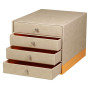 Rhodiarama trieur 4 tiroirs simili cuir italien BEIGE 24,8x32,7x22,8 cm
