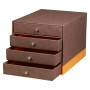 Rhodiarama trieur 4 tiroirs simili cuir italien CHOCOLAT 24,8x32,7x22,8 cm