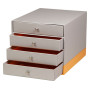 Rhodiarama trieur 4 tiroirs simili cuir italien SILVER 24,8x32,7x22,8 cm