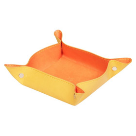 Rhodiarama vide-poche réversible simili cuir italien TANGERINE 12x12x4,5 cm