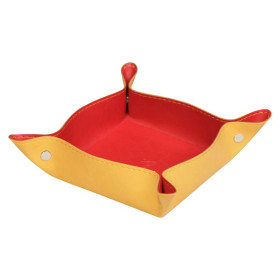 Rhodiarama vide-poche réversible simili cuir italien COQUELICOT 12x12x4,5 cm