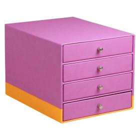Rhodiarama trieur 4 tiroirs simili cuir italien LILAS 24,8x32,7x22,8 cm