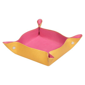 Rhodiarama vide-poche réversible simili cuir italien FRAMBOISE 12x12x4,5 cm