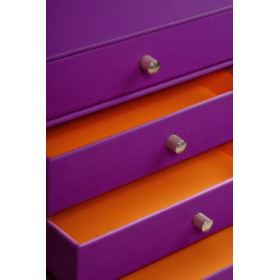 Rhodiarama trieur 4 tiroirs simili cuir italien VIOLET 24,8x32,7x22,8 cm