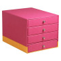 Rhodiarama trieur 4 tiroirs simili cuir italien FRAMBOISE 24,8x32,7x22,8 cm