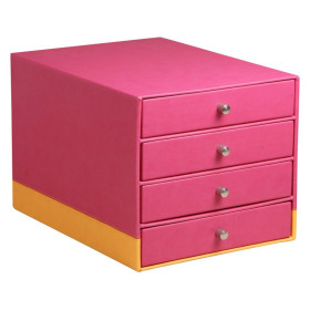 Rhodiarama trieur 4 tiroirs simili cuir italien FRAMBOISE 24,8x32,7x22,8 cm