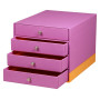 Rhodiarama trieur 4 tiroirs simili cuir italien LILAS 24,8x32,7x22,8 cm