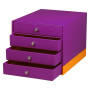 Rhodiarama trieur 4 tiroirs simili cuir italien VIOLET 24,8x32,7x22,8 cm