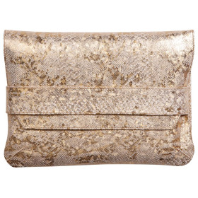 * CÉLESTE CUIR Pochette à rabat 26x18cm Lazer Or