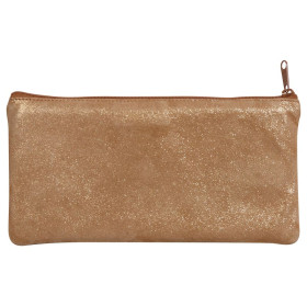 * CÉLESTE CUIR Trousse plate 11x22cm Disco Or