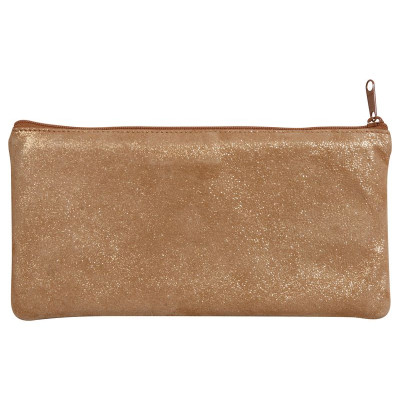 * CÉLESTE CUIR Trousse plate 11x22cm Disco Or