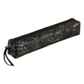 * CÉLESTE CUIR Trousse SLIM 4x2,5x19,5cm Lazer Noir
