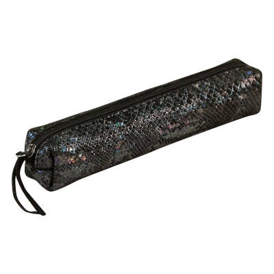 * CÉLESTE CUIR Trousse SLIM 4x2,5x19,5cm Lazer Noir