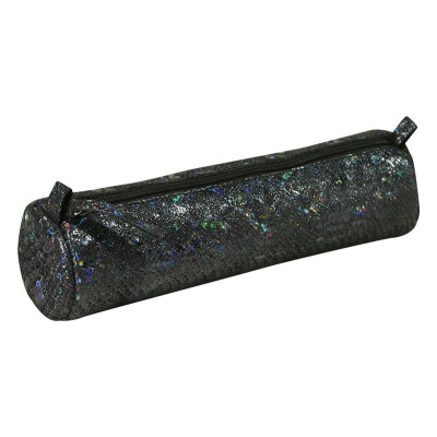 * CÉLESTE CUIR Trousse ronde Ø5,5x22cm Lazer Noir