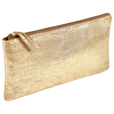* KLEOPATHRA CUIR Trousse plate 22x11cm Or