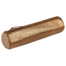 * KLEOPATHRA CUIR Trousse ronde Ø5,5x22cm Bronze