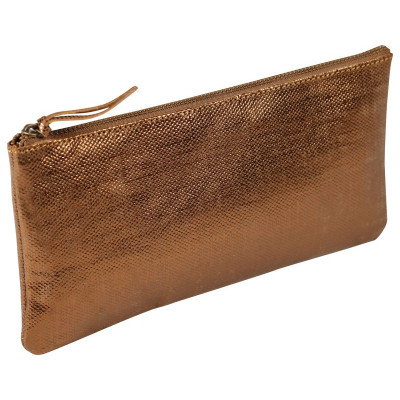 * KLEOPATHRA CUIR Trousse plate 22x11cm Bronze