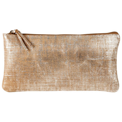 * KLEOPATHRA CUIR Trousse plate 22x11cm Argent
