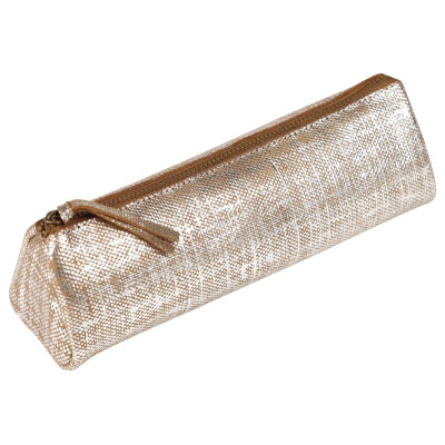 * KLEOPATHRA CUIR Trousse triangulaire 22x6x6cm Argent
