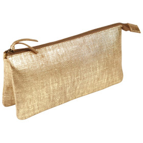 * KLEOPATHRA CUIR Grande Pochette 2 compartiments 22x11cm Or