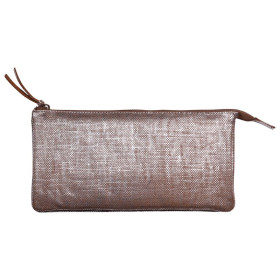* KLEOPATHRA CUIR Grande Pochette 2 compartiments 22x11cm Argent