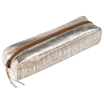* KLEOPATHRA CUIR Trousse rectangulaire 21x6x4cm Argent