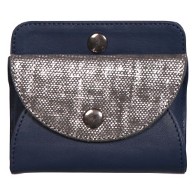 * Lawrence CUIR Portemonnaie 11,5x2x9,5 cm Bleu+argent