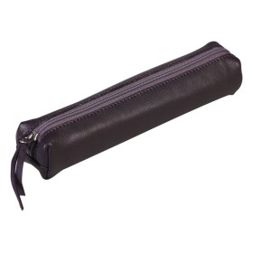 * Lawrence CUIR Trousse SLIM 19,5x2,5x4 cm Aubergine
