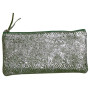 * Céleste CUIR Trousse plate 22x11 cm Lazer Vert Argent