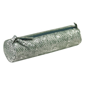 * Céleste CUIR Trousse Ø5,5x22 cm Lazer Vert Argent