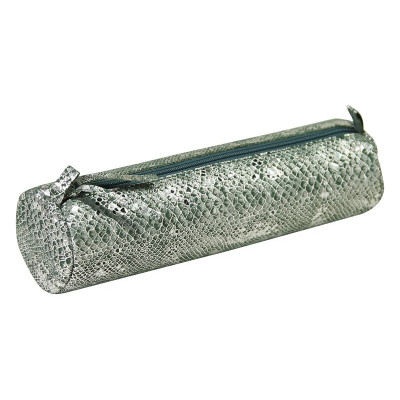 * Céleste CUIR Trousse Ø5,5x22 cm Lazer Vert Argent