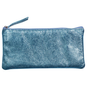 * MIROR CUIR Trousse plate 22x11 cm Miror Turquoise