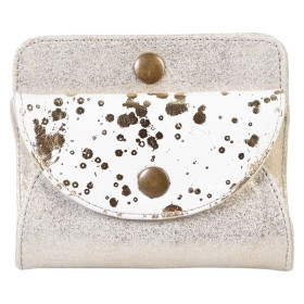 * CUIR Portemonnaie 11,5x2x9,5 cm Daim Or + tâches Cosmicuir
