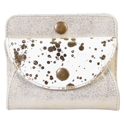 * CUIR Portemonnaie 11,5x2x9,5 cm Daim Or + tâches Cosmicuir