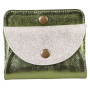 * CUIR Portemonnaie 11,5x2x9,5 cm Cuirisé vert + Daim or
