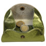 * CUIR Portemonnaie 11,5x2x9,5 cm Cuirisé vert + Daim or